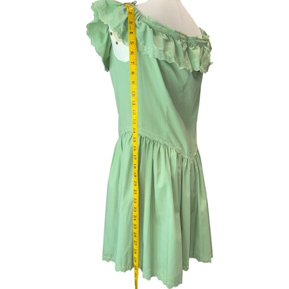 Mare Ware by Anthropologie Green Ruffle Lace Romper Off Shoulder Size M NWT - Picture 6 of 11